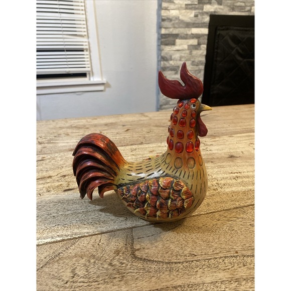 Other - Resin Chicken Bejeweled Rooster Figurine Collectible Sculpture Whimsical 8"